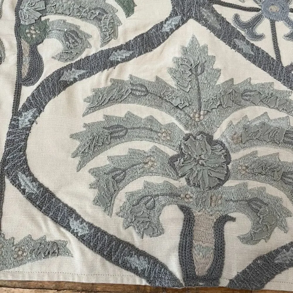 Pottery Barn Embroidered Medallion Botanical Pillow Sham 16in x 26in Cotton